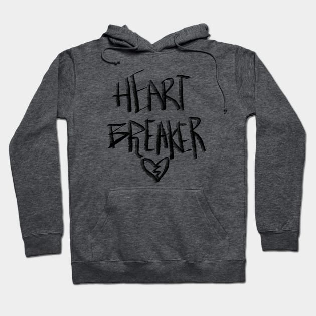 Heart Breaker Hand Lettering Brush Strokes and Cracked Heart Doodle, made by EndlessEmporium Hoodie by EndlessEmporium